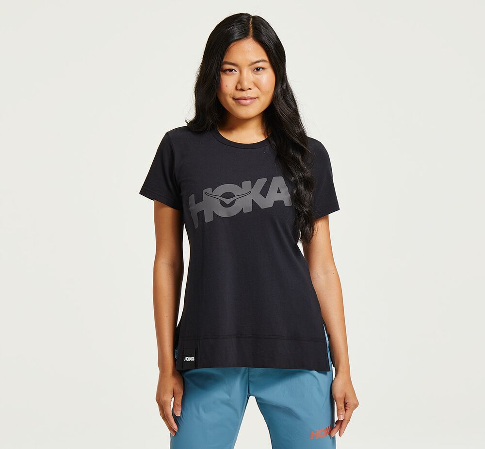 Hoka One One Brand T-Shirt Dam Svarta - SE-0556918
